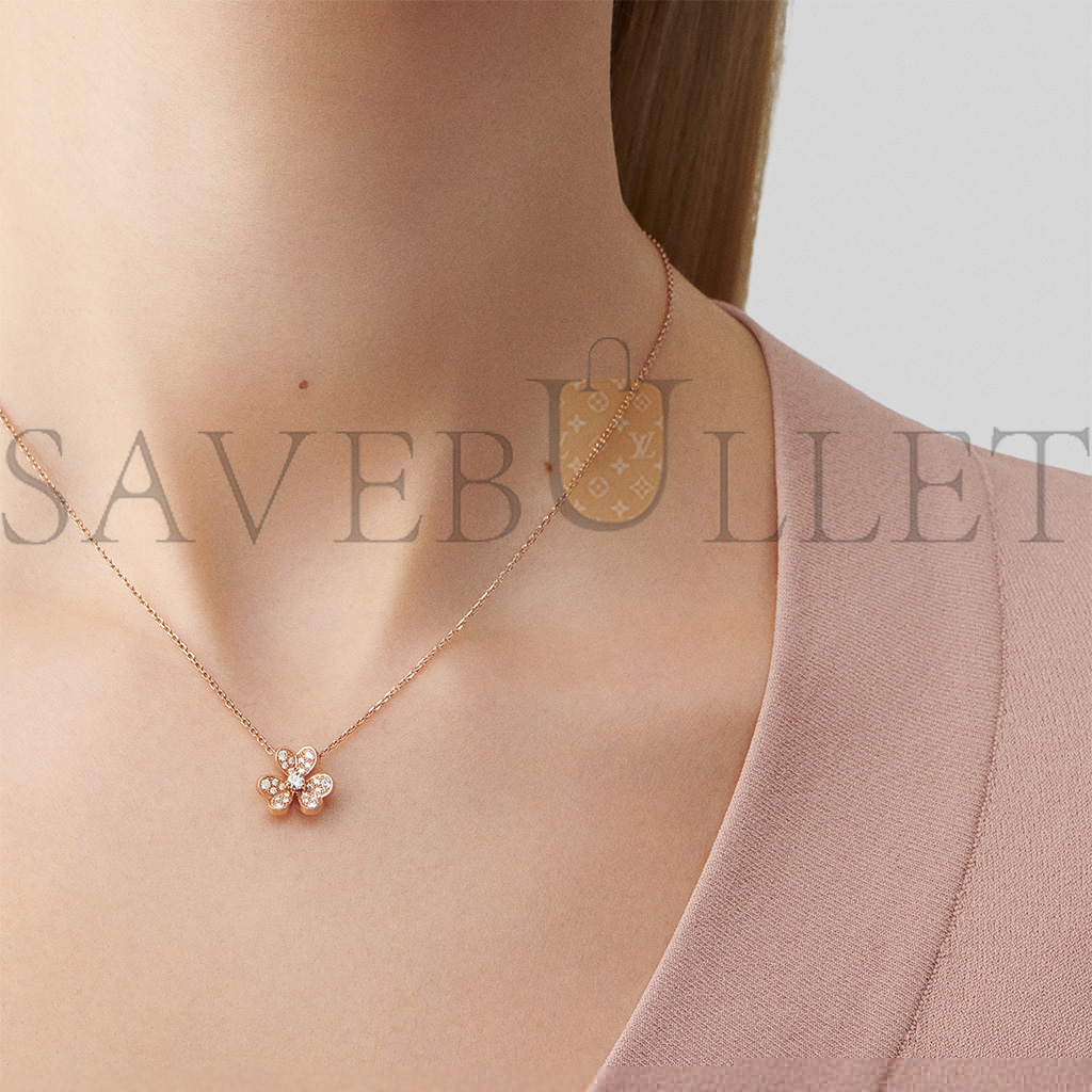 v*n cl*f arpels frivole pendant, mini model - rose gold, Di*m*nd  vcarp7ri00